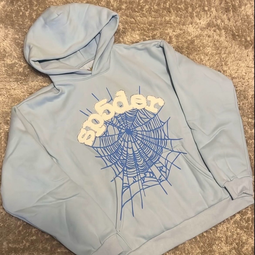 Sky Blue Sp5der Mens Hoodie